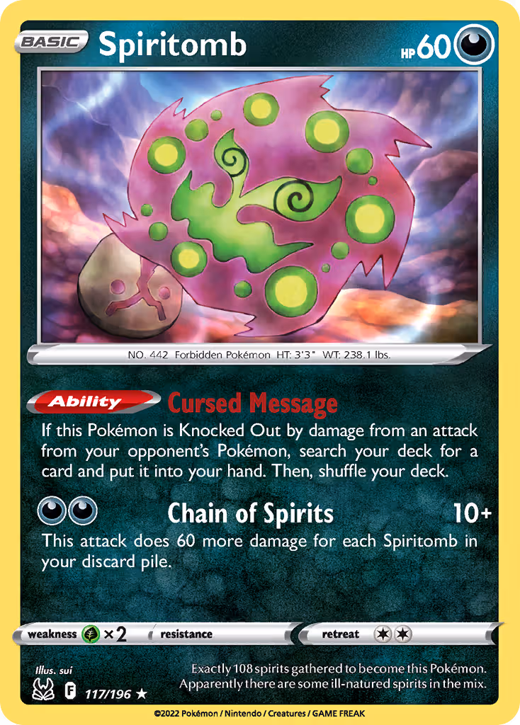 Spiritomb 117/196 Pokemon card
