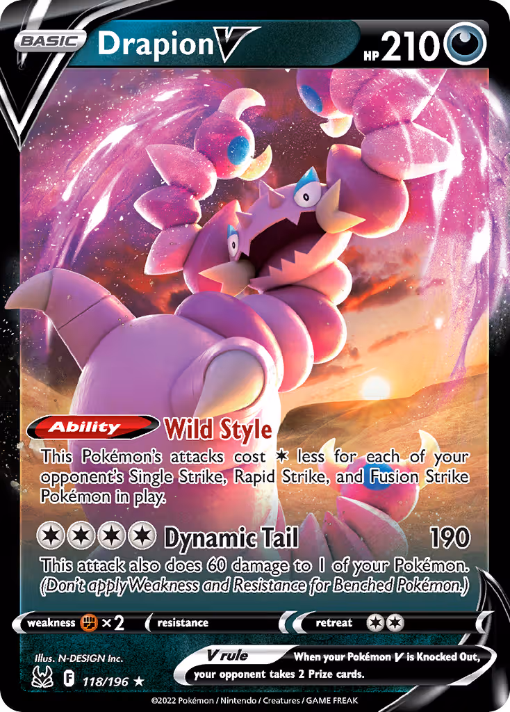 Drapion V 118/196 Pokemon card