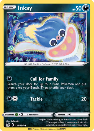 Inkay 121/196 Pokemon card
