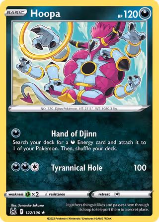 Hoopa 122/196 Pokemon card
