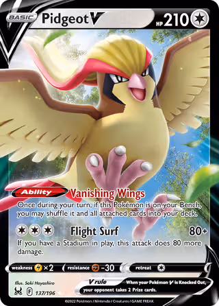 Pidgeot V 137/196 Pokemon card