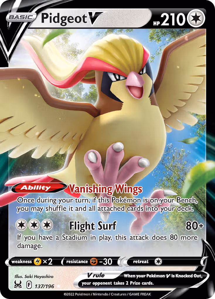 Pidgeot V 137/196 Pokemon card