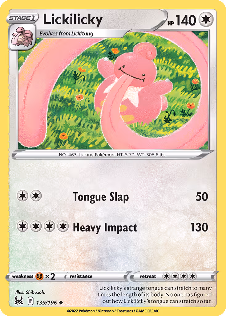 Lickilicky 139/196 Pokemon card