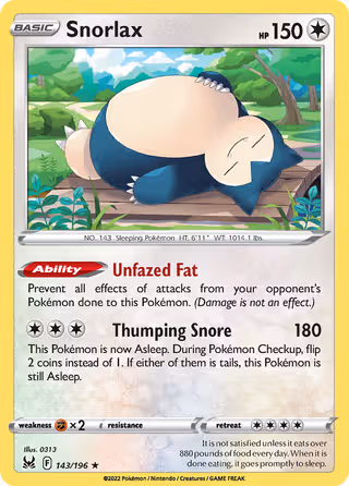 Snorlax 143/196 Pokemon card