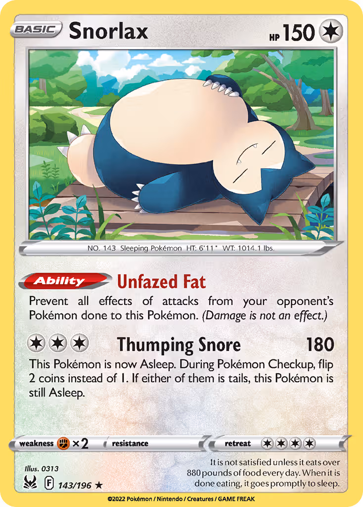 Snorlax 143/196 Pokemon card
