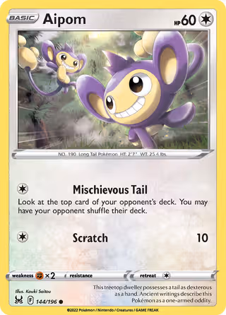 Aipom 144/196 Pokemon card