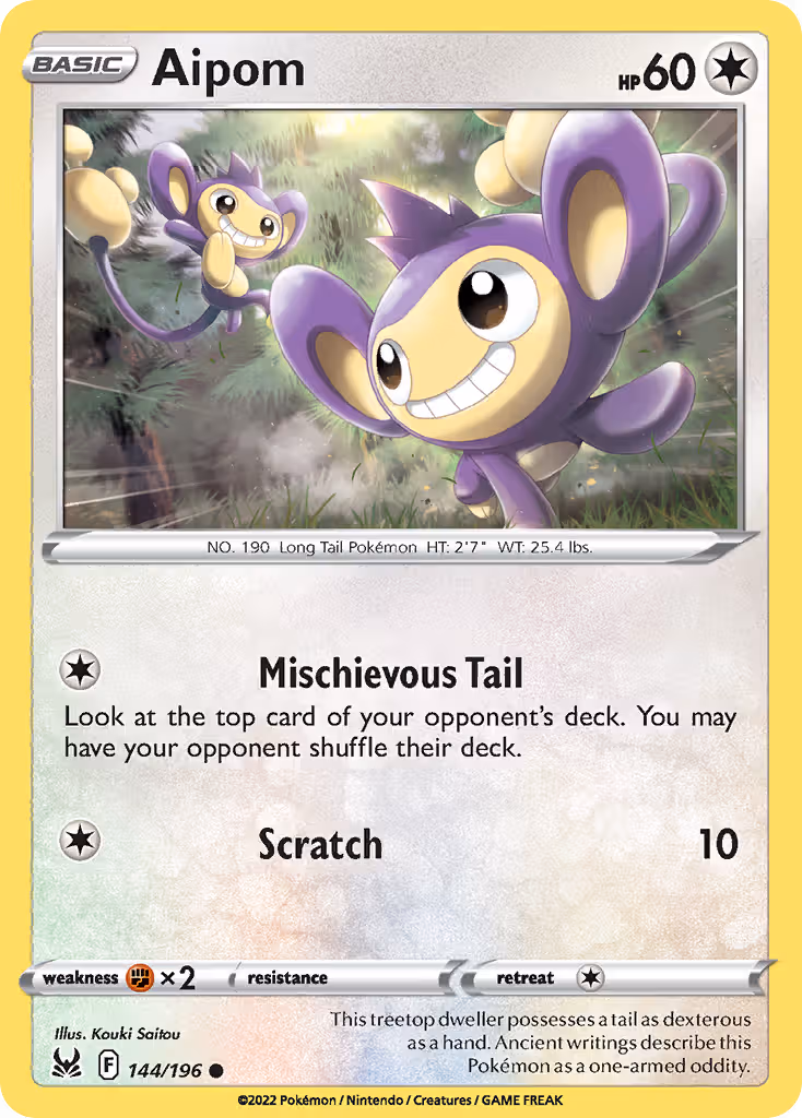 Aipom 144/196 Pokemon card