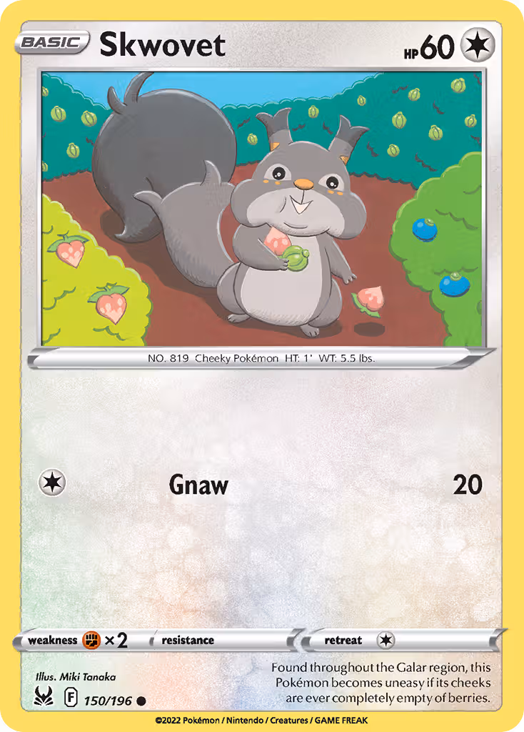 Skwovet 150/196 Pokemon card