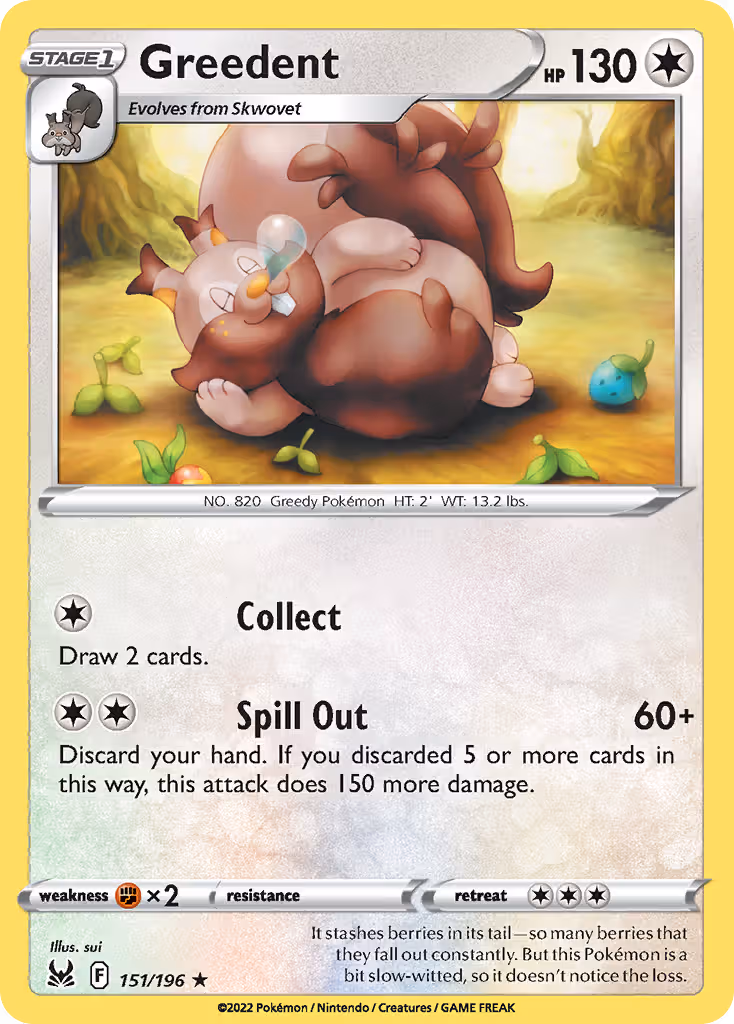 Greedent 151/196 Pokemon card