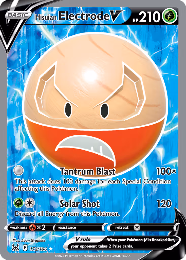Hisuian Electrode V 172/196 Pokemon card