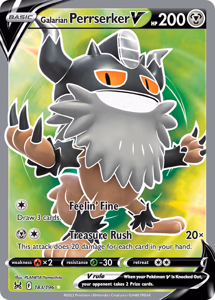 Galarian Perrserker V 183/196 Pokemon card