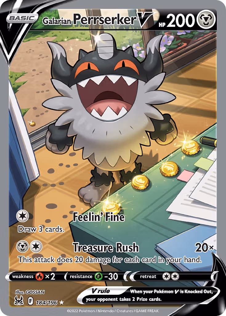 Galarian Perrserker V 184/196 Pokemon card