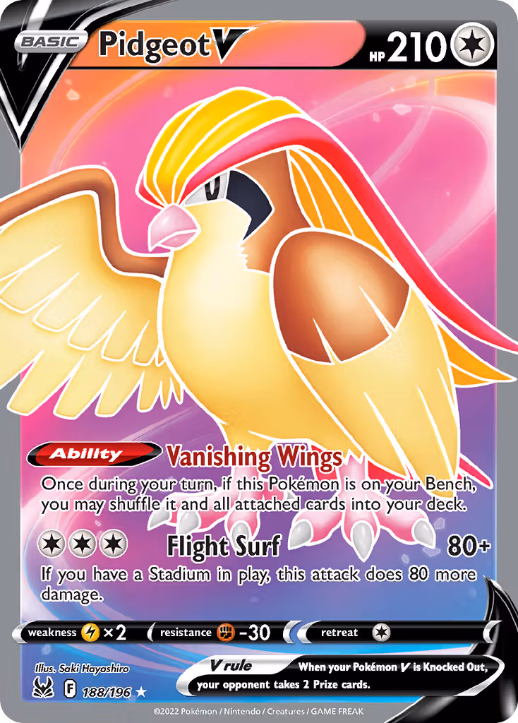 Pidgeot V 188/196 Pokemon card