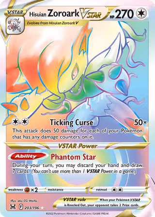 Hisuian Zoroark VSTAR 203/196 Pokemon card