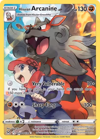 Hisuian Arcanine TG08 Pokemon card