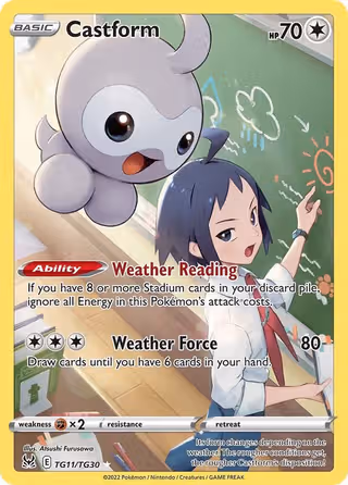 Castform TG11 Pokemon card