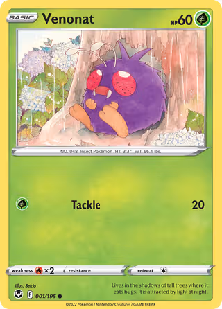 Venonat 1/195 Pokemon card