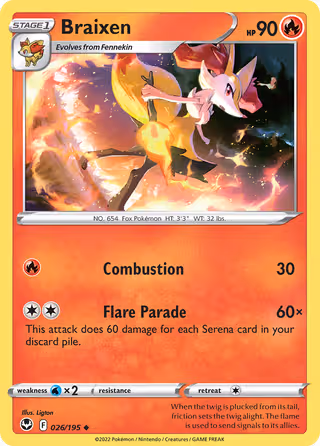 Braixen 26/195 Pokemon card