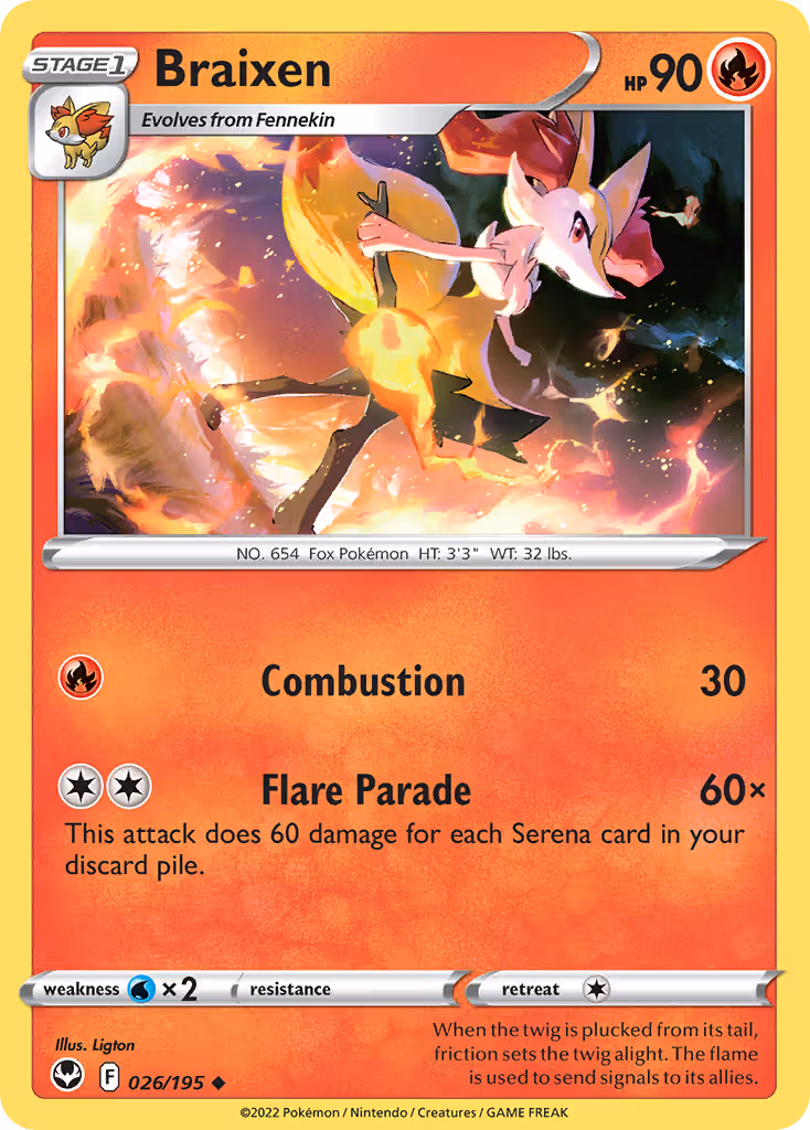 Braixen 26/195 Pokemon card