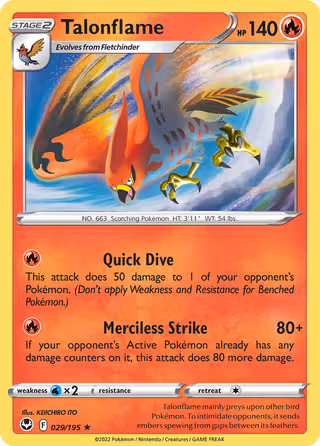 Talonflame 29/195 Pokemon card