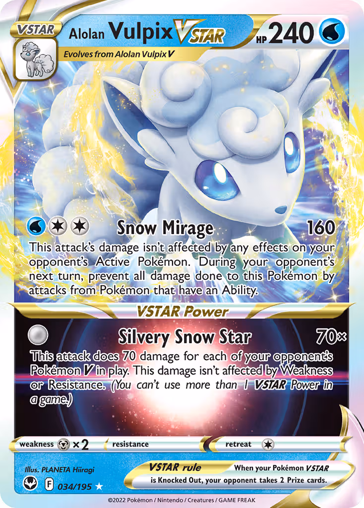 Alolan Vulpix VSTAR 34/195 Pokemon card