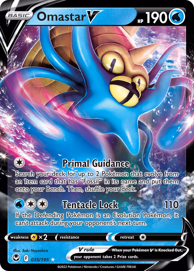 Omastar V 35/195 Pokemon card
