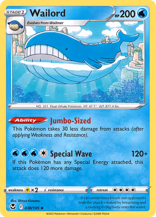 Wailord 38/195 Pokemon card