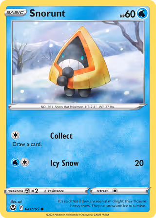 Snorunt 41/195 Pokemon card