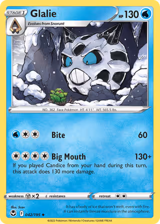 Glalie 42/195 Pokemon card