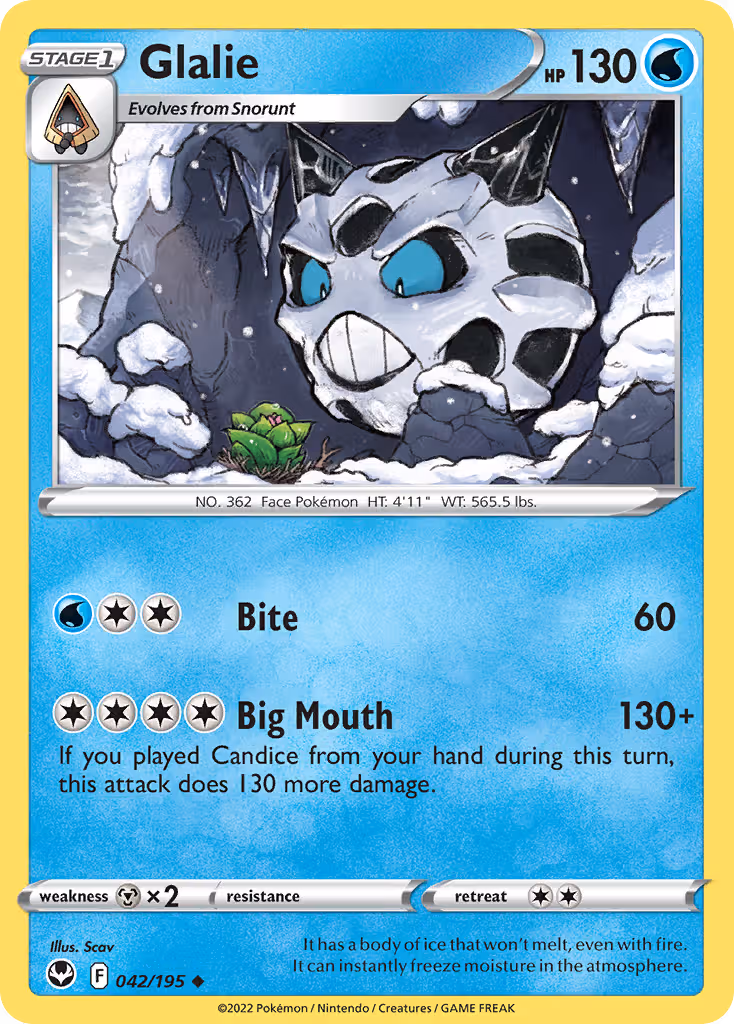 Glalie 42/195 Pokemon card