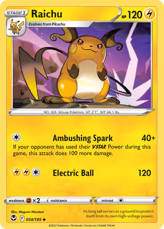 Raichu 50/195 Pokemon card