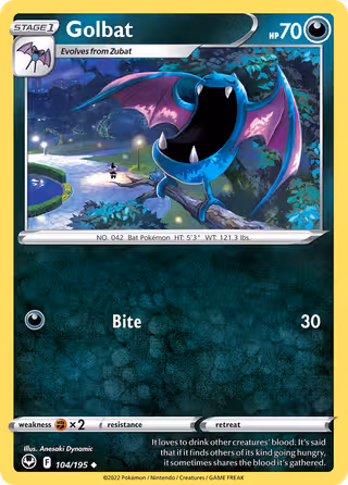 Golbat 104/195 Pokemon card