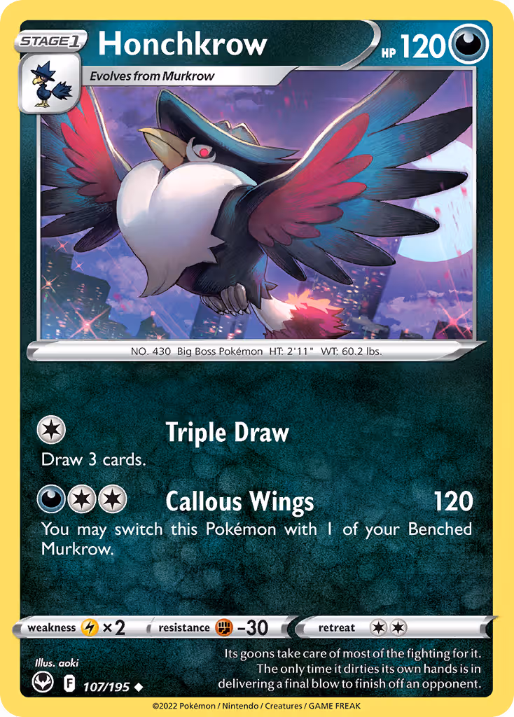 Honchkrow 107/195 Pokemon card