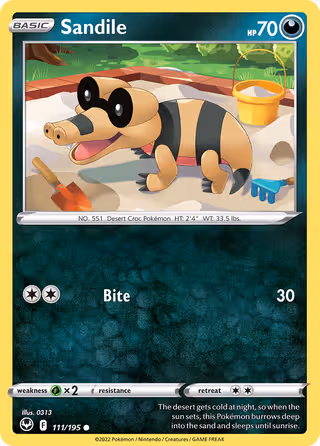 Sandile 111/195 Pokemon card