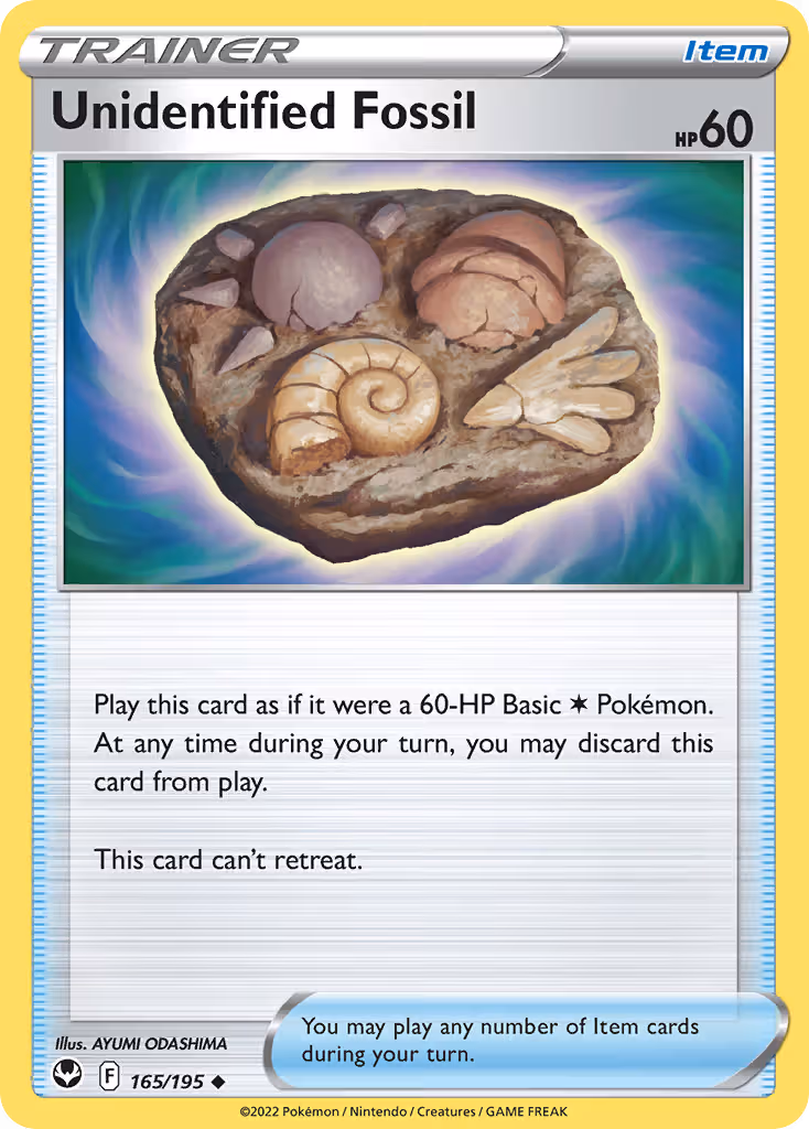 Unidentified Fossil 165/195 Pokemon card