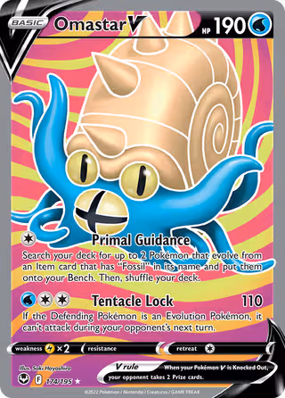 Omastar V 174/195 Pokemon card