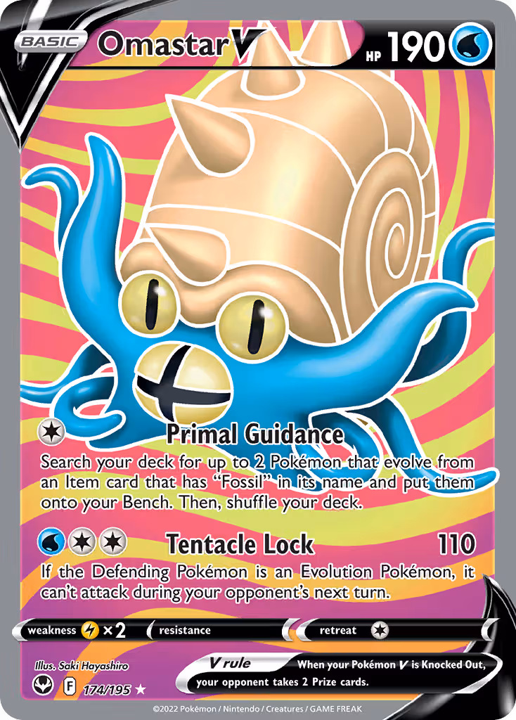 Omastar V 174/195 Pokemon card