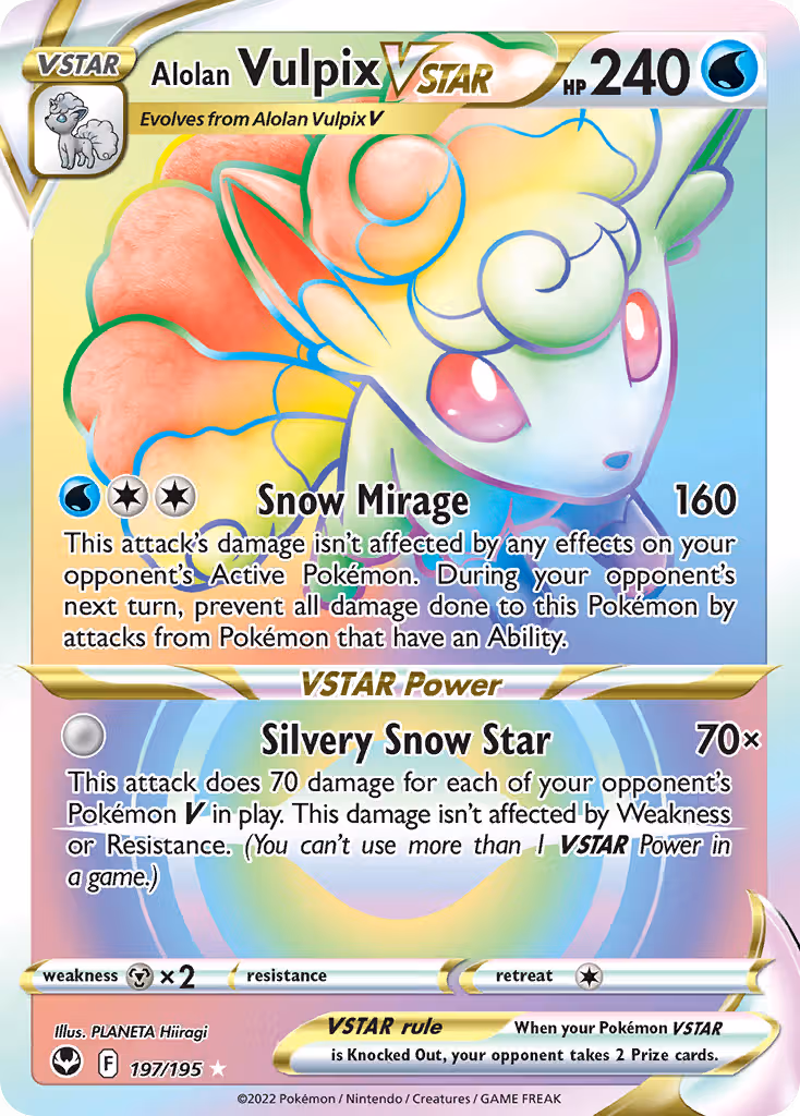 Alolan Vulpix VSTAR 197/195 Pokemon card