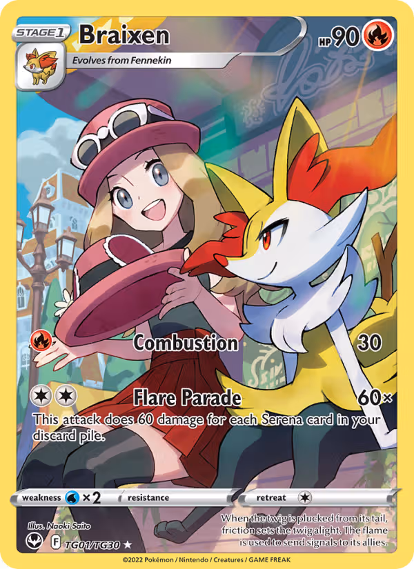 Braixen TG01 Pokemon card