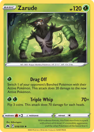 Zarude 16/159 Pokemon card