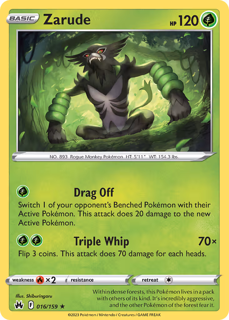 Zarude 16/159 Pokemon card