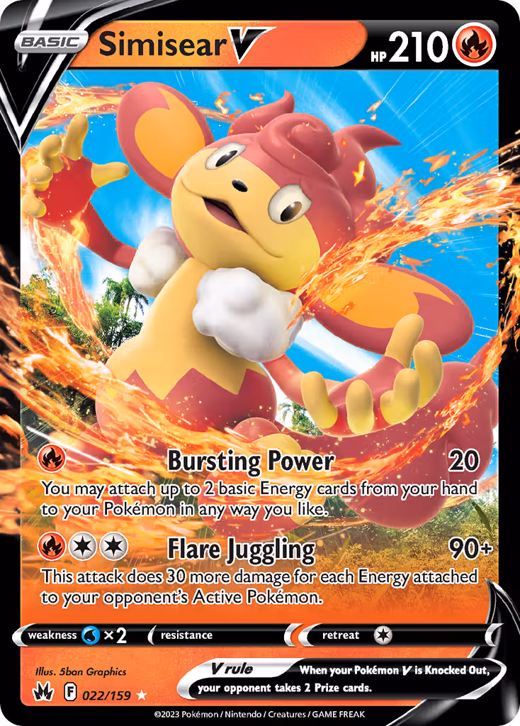 Simisear V 22/159 Pokemon card