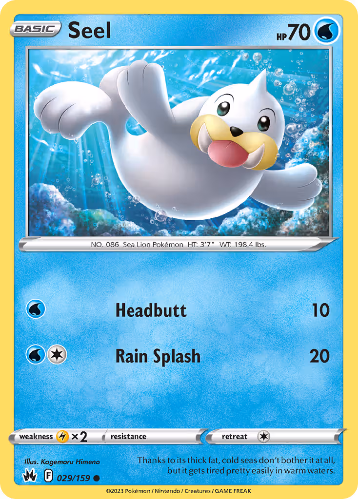 Seel 29/159 Pokemon card