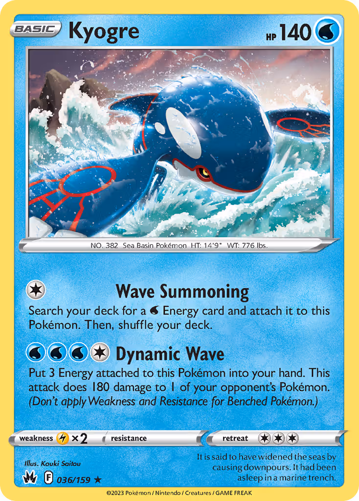 Kyogre 36/159 Pokemon card