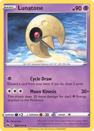 Lunatone 62/159 Pokemon card