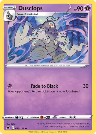 Dusclops 63/159 Pokemon card