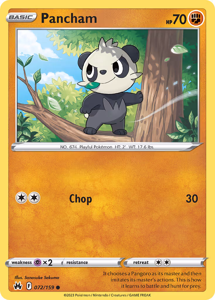 Pancham 72/159 Pokemon card