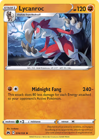 Lycanroc 74/159 Pokemon card