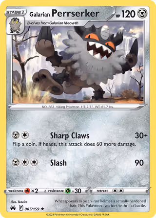 Galarian Perrserker 85/159 Pokemon card