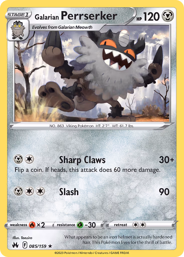 Galarian Perrserker 85/159 Pokemon card